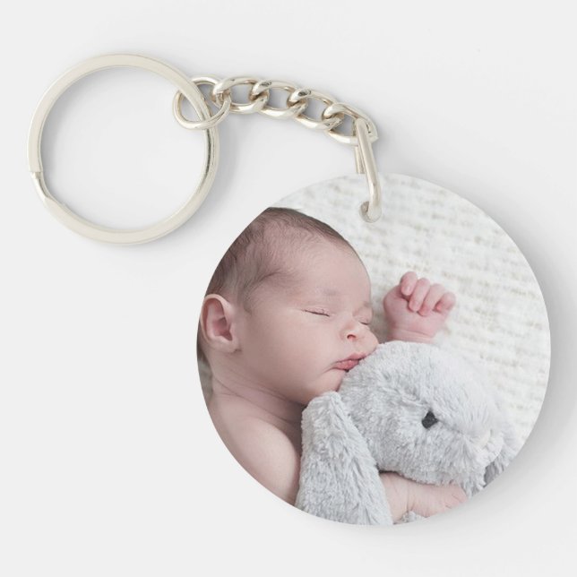 Personalized Double Sided Baby Photo Keychain (Front)