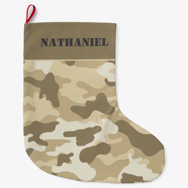 Personalized  Double sided Camouflage Large Christmas Stocking (Front)