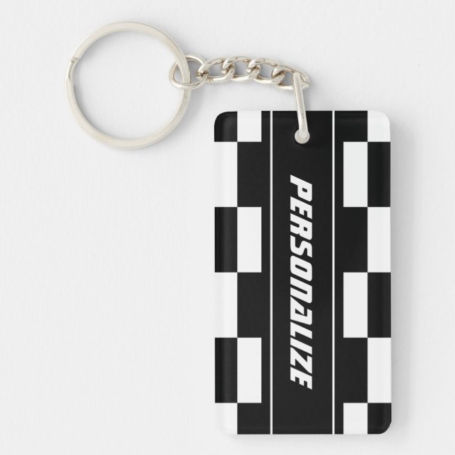 Personalized double sided chequered flag keychain (Front)