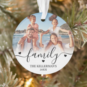 Personalized Double Sided Family 2 Photo Christmas Ornament