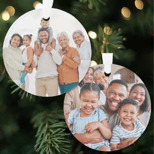 Personalized Double Sided Family 2 Photo Christmas Ornament