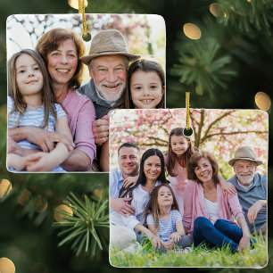 Personalized Double Sided Family Photo Christmas Ceramic Ornament