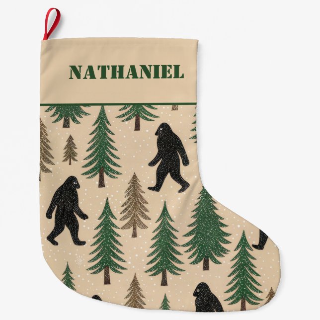 Personalized  Double sided Novelty Yeti  Large Christmas Stocking (Front)