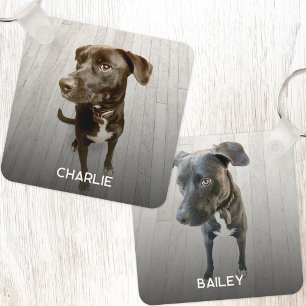 Personalized Double Sided Pet Dog Two Photo Keychain