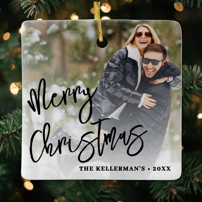 Personalized Double Sided Two Photo Christmas Ceramic Ornament (Personalized Double Sided Two Photo Christmas Ceramic Ornament)