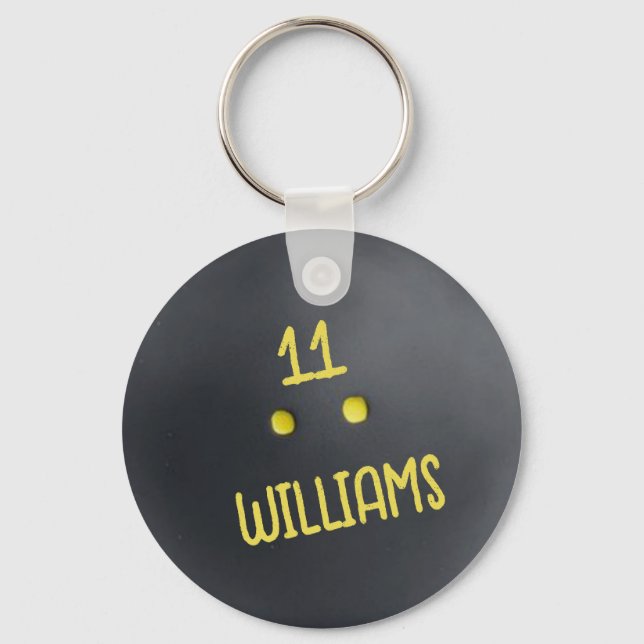 Personalized Double yellow dot squash ball metal  Keychain (Front)