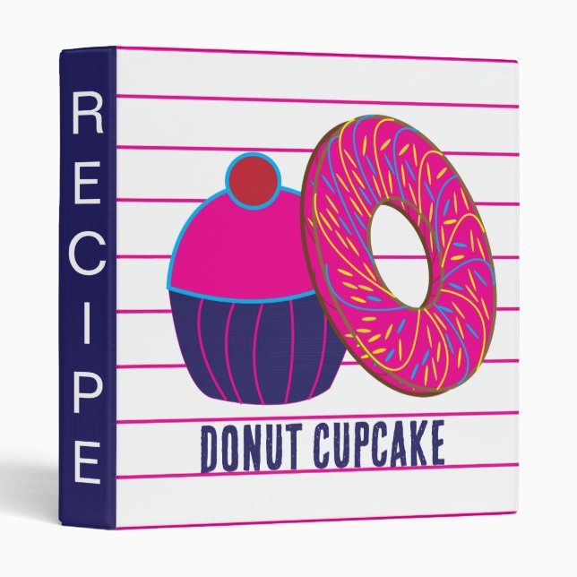 Personalized Doughnut Cupcake Recipe Binder (Front/Spine)