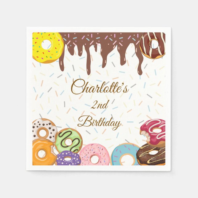 Personalized Doughnut Party Napkins (Front)