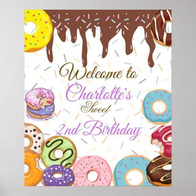 Personalized Doughnut Party Welcome Sign (Front)