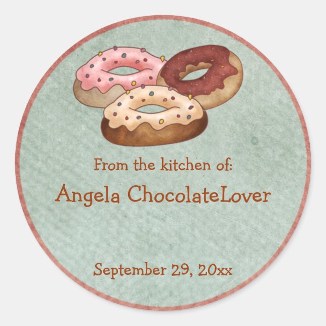 Personalized Doughnut Recipe Stickers (Front)