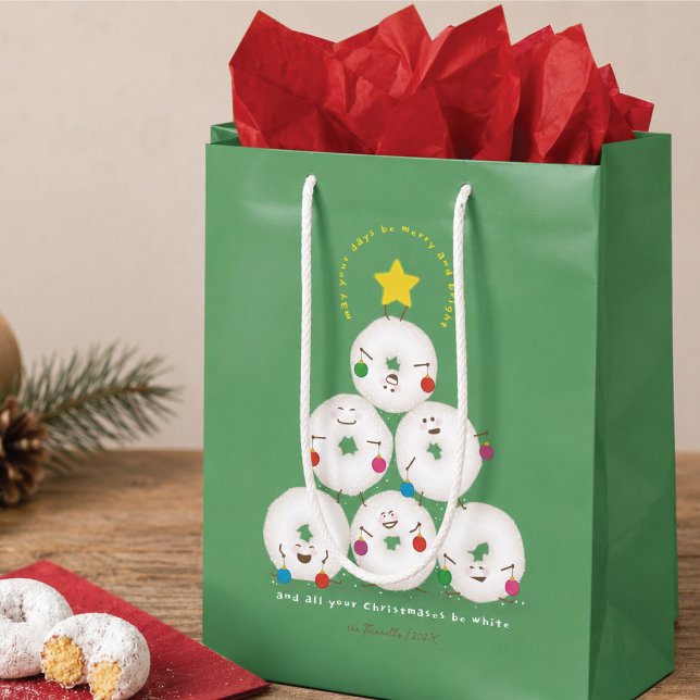 Personalized Doughnuts Christmas Tree Medium Gift Bag (Creator Uploaded)