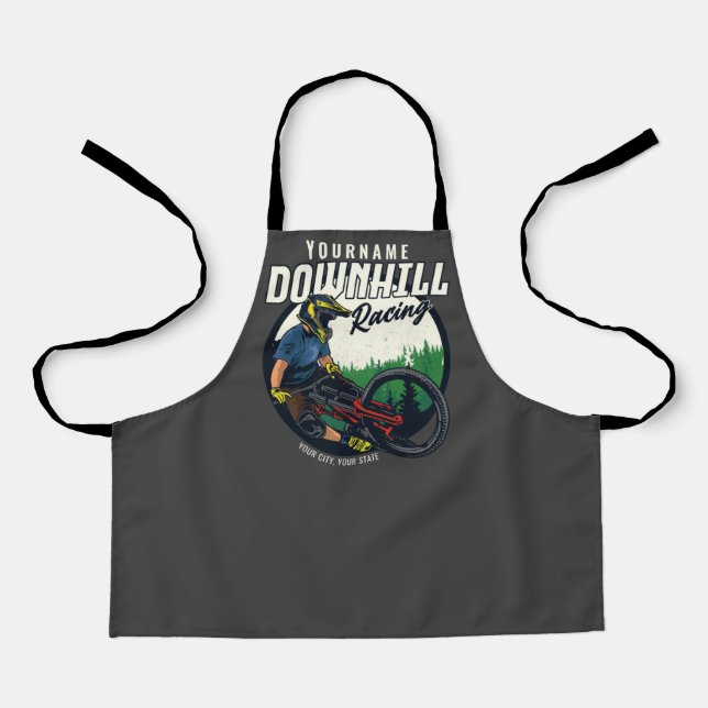Personalized Downhill Racing Mountain Bike Trail   Apron (Front)