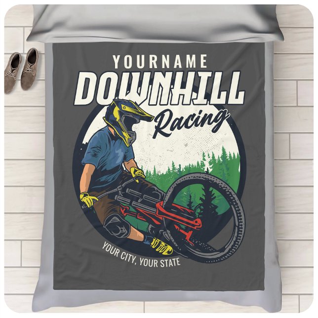 Personalized Downhill Racing Mountain Bike Trail   Fleece Blanket (Creator Uploaded)