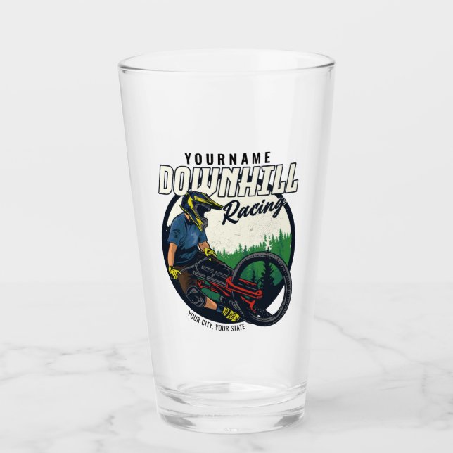 Personalized Downhill Racing Mountain Bike Trail  Glass (Front)