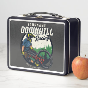 Personalized Downhill Racing Mountain Bike Trail Metal Lunch Box