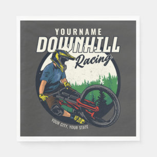 Personalized Downhill Racing Mountain Bike Trail  Napkin