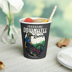 Personalized Downhill Racing Mountain Bike Trail Paper Cups