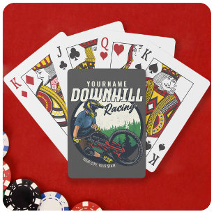 Personalized Downhill Racing Mountain Bike Trail  Playing Cards