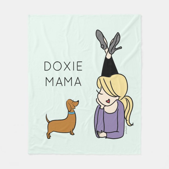 Personalized Doxie Mama Fleece Blanket (Front)