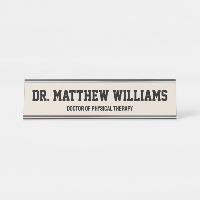 Personalized DPT Doctor of Physical Therapy Gift Desk Name Plate (Front)