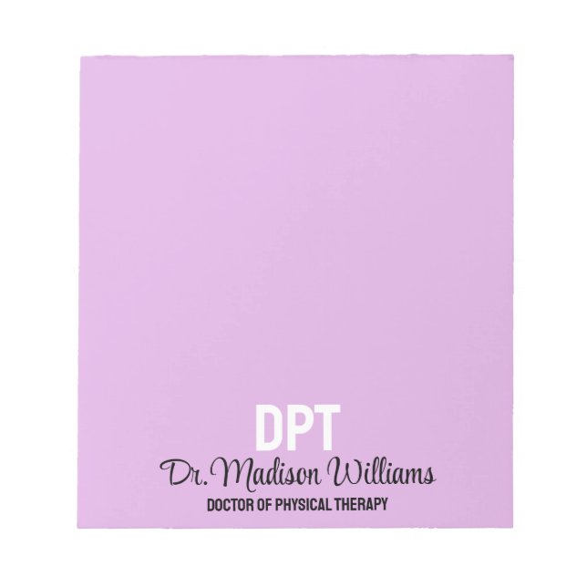 Personalized DPT Doctor of Physical Therapy Gift Notepad (Front)