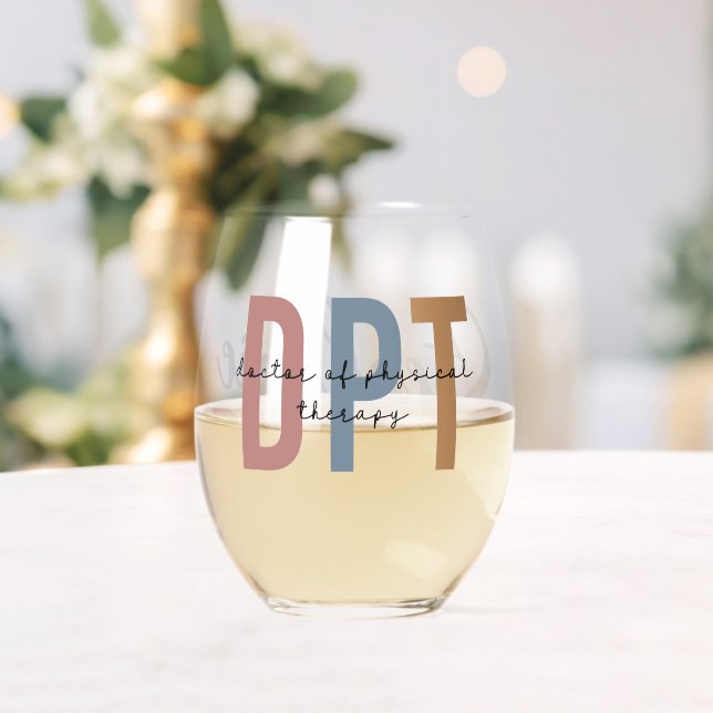 Personalized DPT Doctor of Physical Therapy Stemless Wine Glass (Insitu (Wedding))