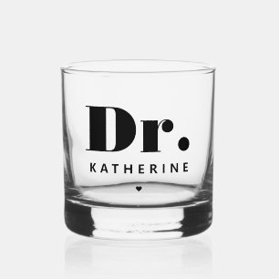 Personalized Dr Bold Typography Doctor Graduation Whiskey Glass
