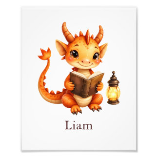 Personalized Dragon Art Print Custom Nursery Kids 