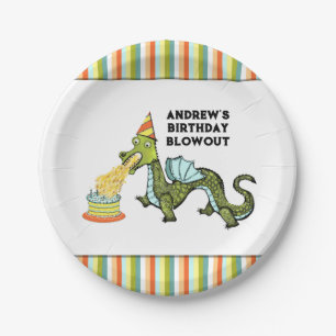Personalized Dragon Birthday Party Paper Plate