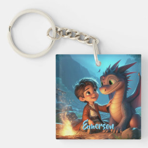 Personalized Dragon & Boy Acrylic Keychain