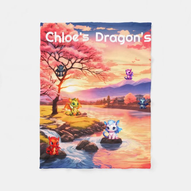 Personalized Dragon  Fleece Blanket (Front)