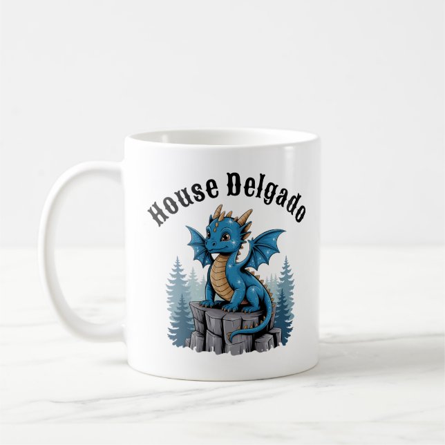 Personalized Dragon House Name Fantasy, DnD RPG Coffee Mug (Left)