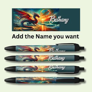 Personalized Dragon Name Black Ink Pen
