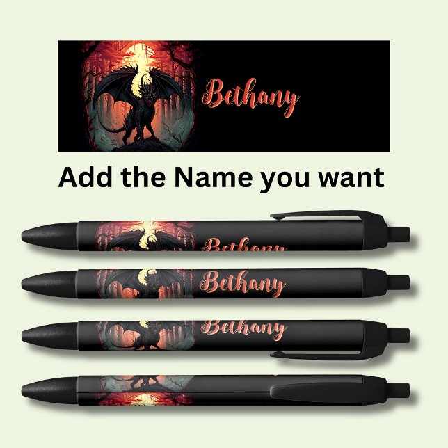 Personalized Dragon Name  Black Ink Pen (Creator Uploaded)