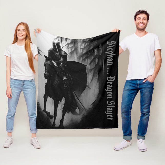 Personalized Dragon Slayer Knight Fleece Blanket (In Situ)