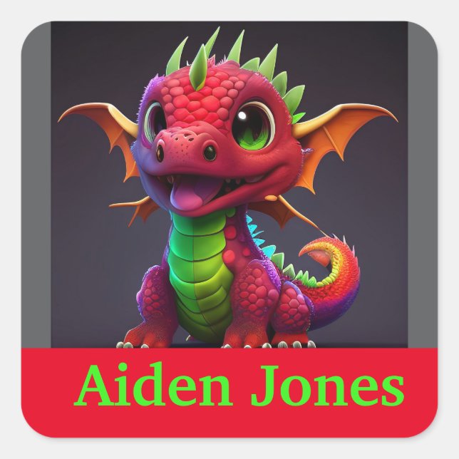 Personalized dragon stickers colourful (Front)