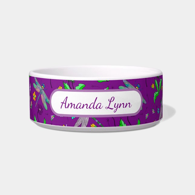Personalized Dragonflies and Dandelions  Bowl (Front)