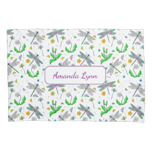 Personalized Dragonflies and Dandelions  Pillowcase