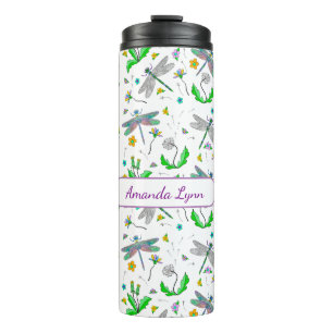 Personalized Dragonflies and Dandelions Thermal Tumbler