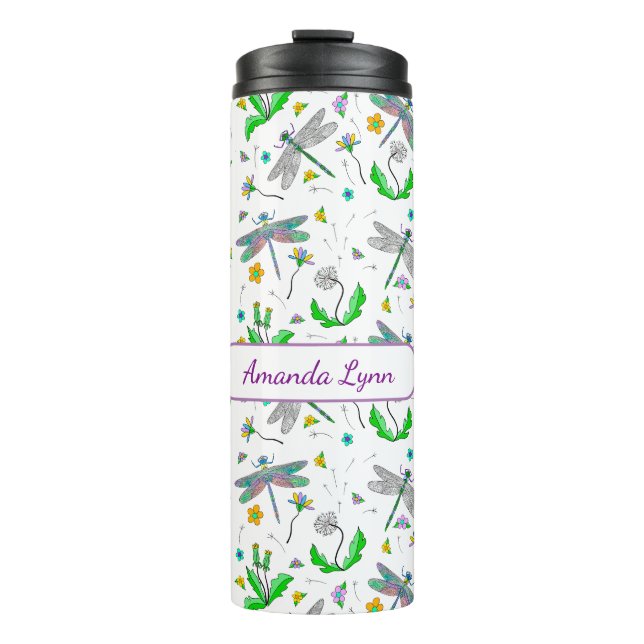 Personalized Dragonflies and Dandelions  Thermal Tumbler (Front)