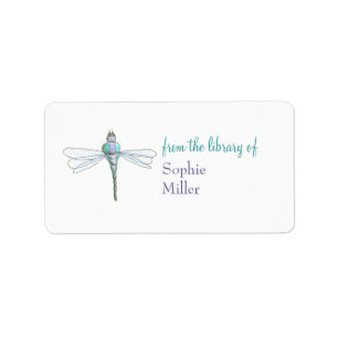 Personalized dragonfly bookplate sticker