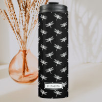 Personalized Dragonfly Pattern Black and White