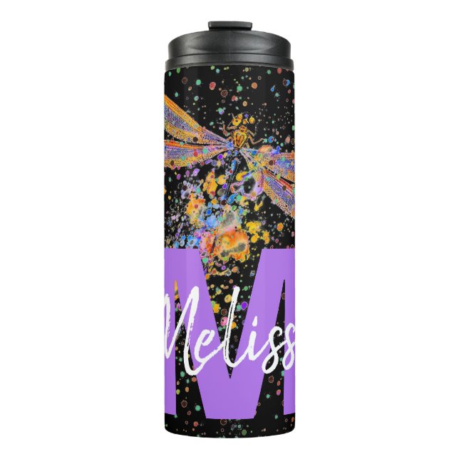 Personalized Dragonfly splatter Thermal Tumbler (Front)