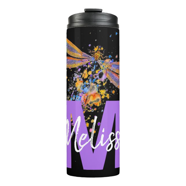 Personalized Dragonfly splatter Thermal Tumbler (Front)