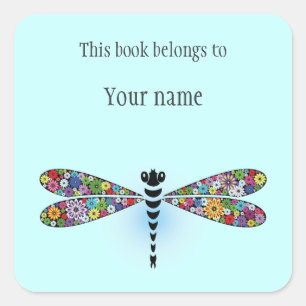 Personalized Dragonfly Sticker Bookplate