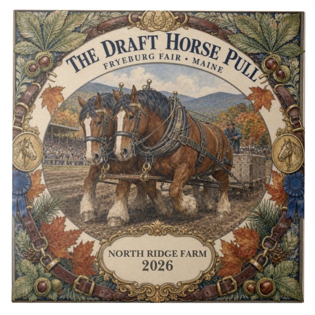 Personalized Draught Horse Pull Fryeburg Fair Main Tile (Front)
