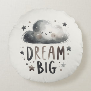 Personalized Dream Big - Custom Name & Birth Stats Round Pillow
