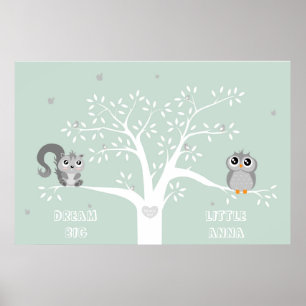 Personalized Dream big, cute animals Poster