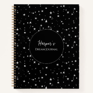Personalized Dream Journal   Black and White Stars