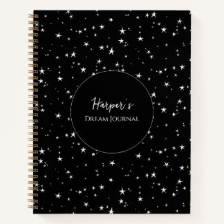 Personalized Dream Journal | Black and White Stars
